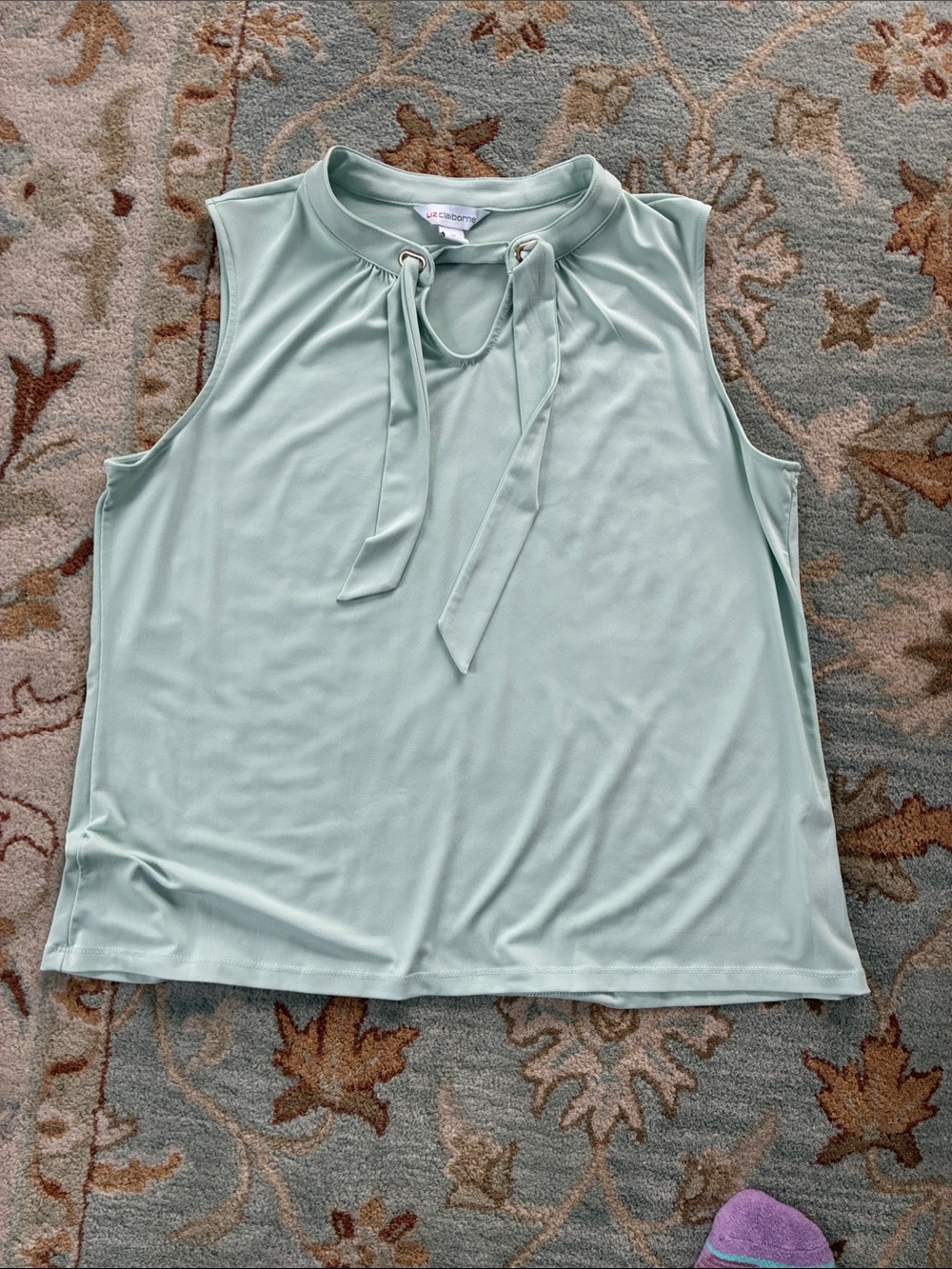 Liz Claiborne Mint Sleeveless Tie-Neck Tank